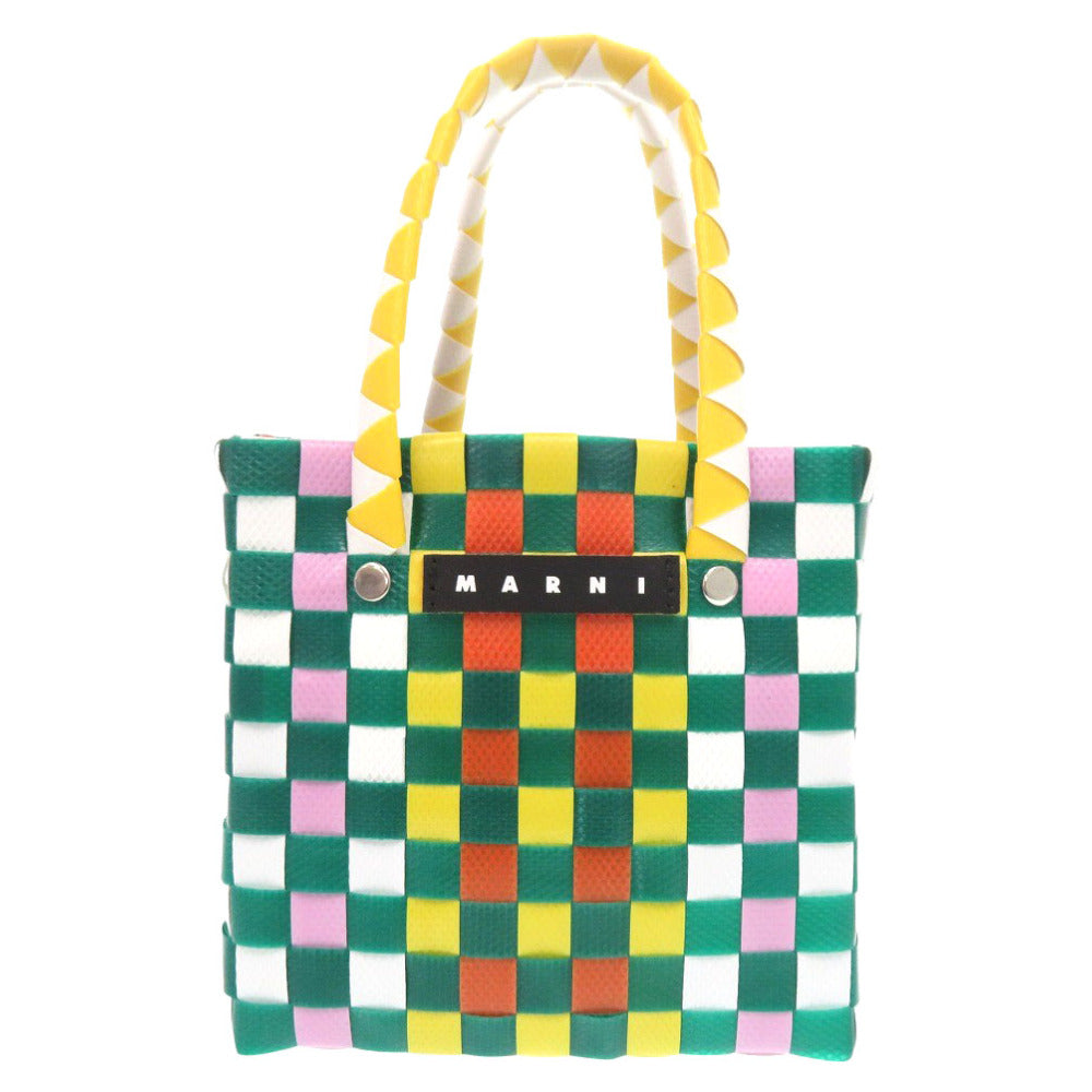 MARNI Handbag M00178 M00IW 0M215 leather green Market Woven Micro Women Used Authentic