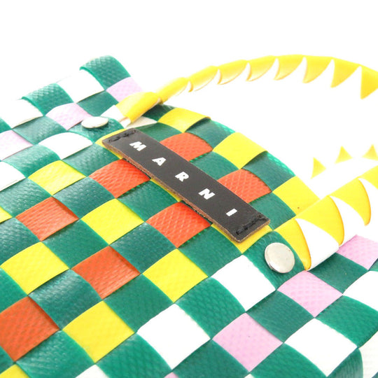 MARNI Handbag M00178 M00IW 0M215 leather green Market Woven Micro Women Used Authentic