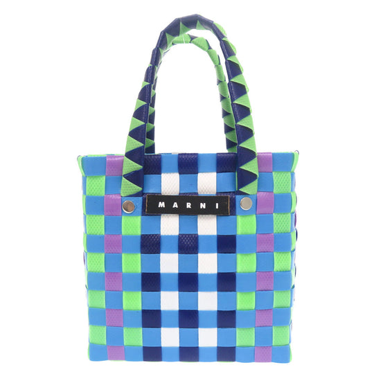 MARNI Handbag M00178 M00IW 0M845 leather blue Market Woven Micro Women Used Authentic