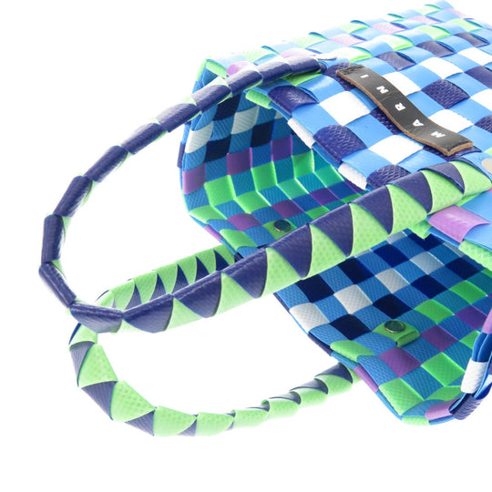 MARNI Handbag M00178 M00IW 0M845 leather blue Market Woven Micro Women Used Authentic