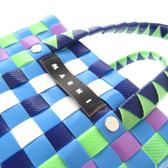 MARNI Handbag M00178 M00IW 0M845 leather blue Market Woven Micro Women Used Authentic