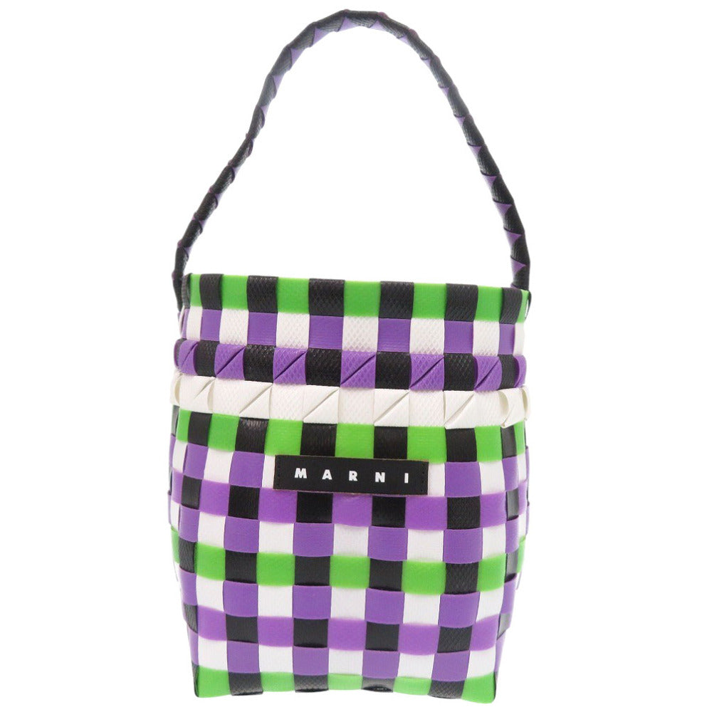MARNI Handbag M00178 M00IW OM607 leather purple Market Woven Micro Women Used Authentic