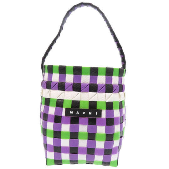 MARNI Handbag M00178 M00IW OM607 leather purple Market Woven Micro Women Used Authentic