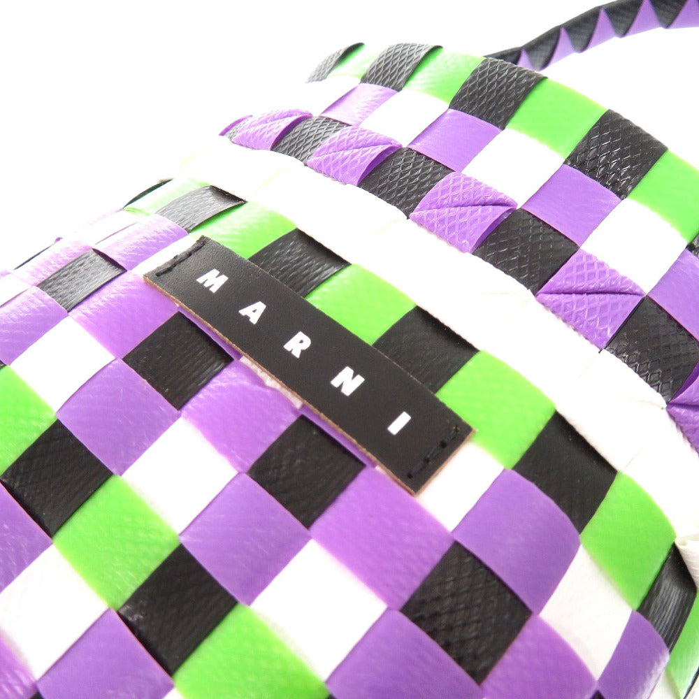MARNI Handbag M00178 M00IW OM607 leather purple Market Woven Micro Women Used Authentic