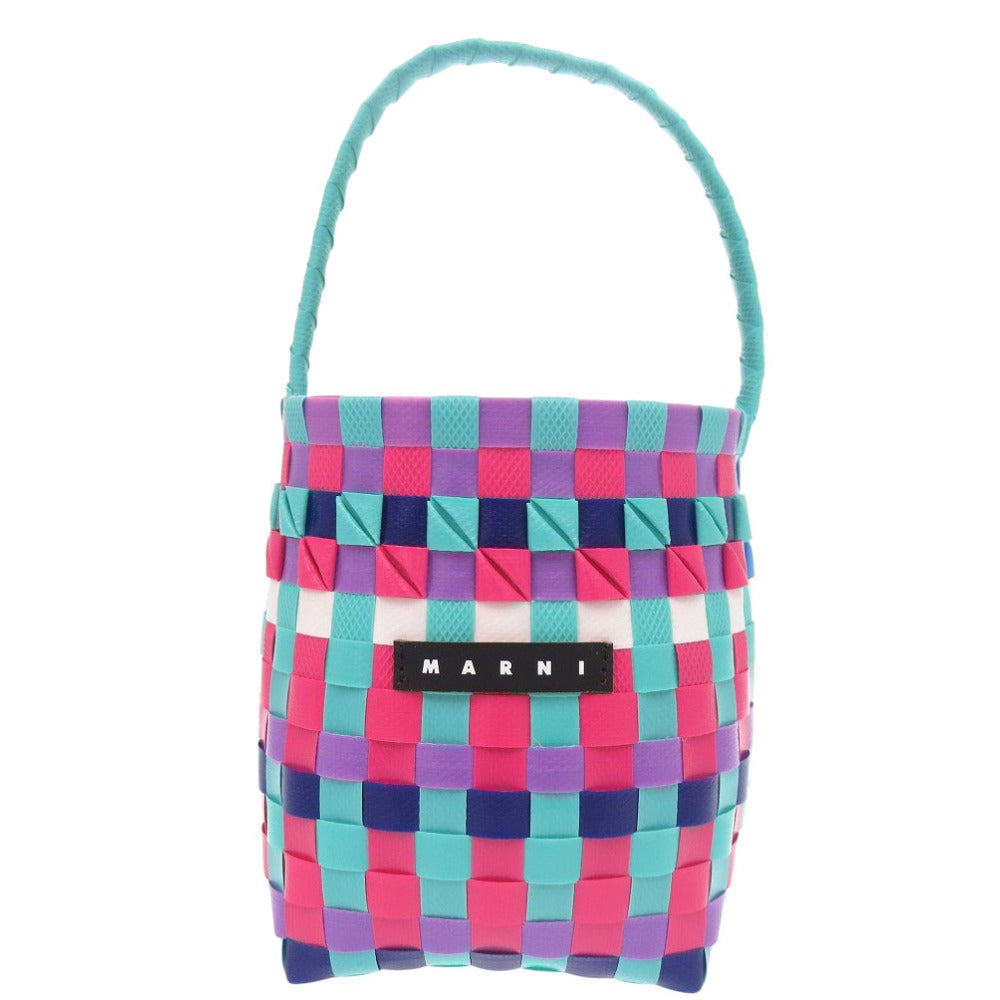 MARNI Handbag M00178 M00IW OM847 leather pink Market Woven Micro Women Used Authentic