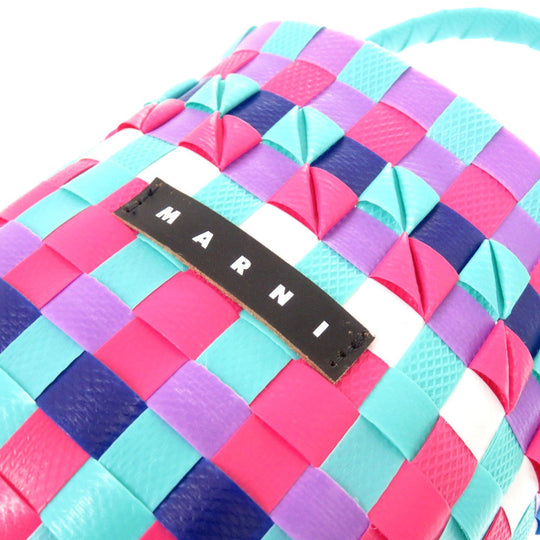 MARNI Handbag M00178 M00IW OM847 leather pink Market Woven Micro Women Used Authentic
