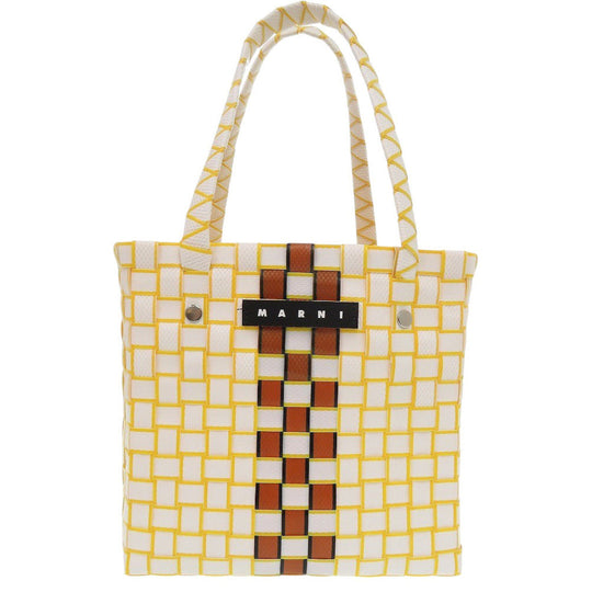 MARNI Handbag M00638 0M100 leather white Market Woven Women Used Authentic