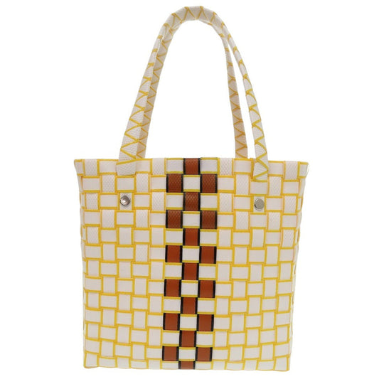 MARNI Handbag M00638 0M100 leather white Market Woven Women Used Authentic
