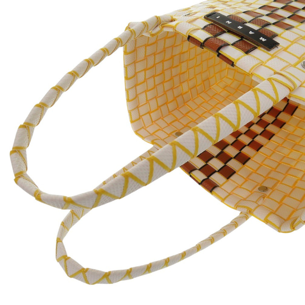 MARNI Handbag M00638 0M100 leather white Market Woven Women Used Authentic