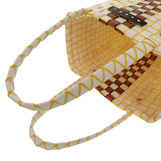 MARNI Handbag M00638 0M100 leather white Market Woven Women Used Authentic