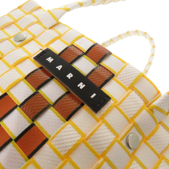 MARNI Handbag M00638 0M100 leather white Market Woven Women Used Authentic