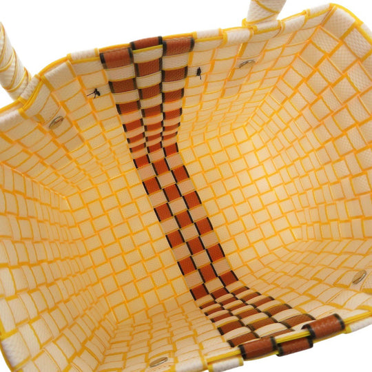 MARNI Handbag M00638 0M100 leather white Market Woven Women Used Authentic