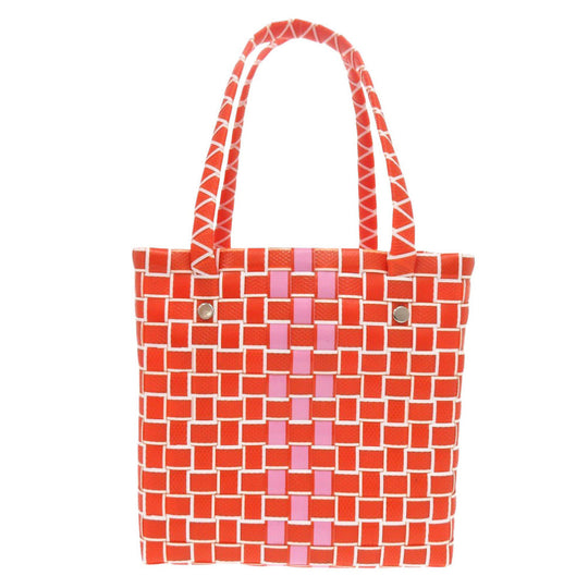 MARNI Handbag M00638 0M429 leather Orange Market Woven Women Used Authentic