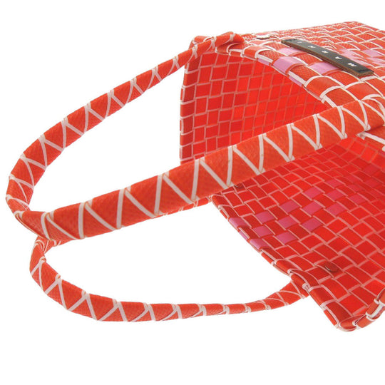 MARNI Handbag M00638 0M429 leather Orange Market Woven Women Used Authentic
