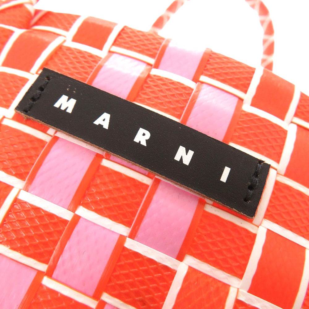 MARNI Handbag M00638 0M429 leather Orange Market Woven Women Used Authentic