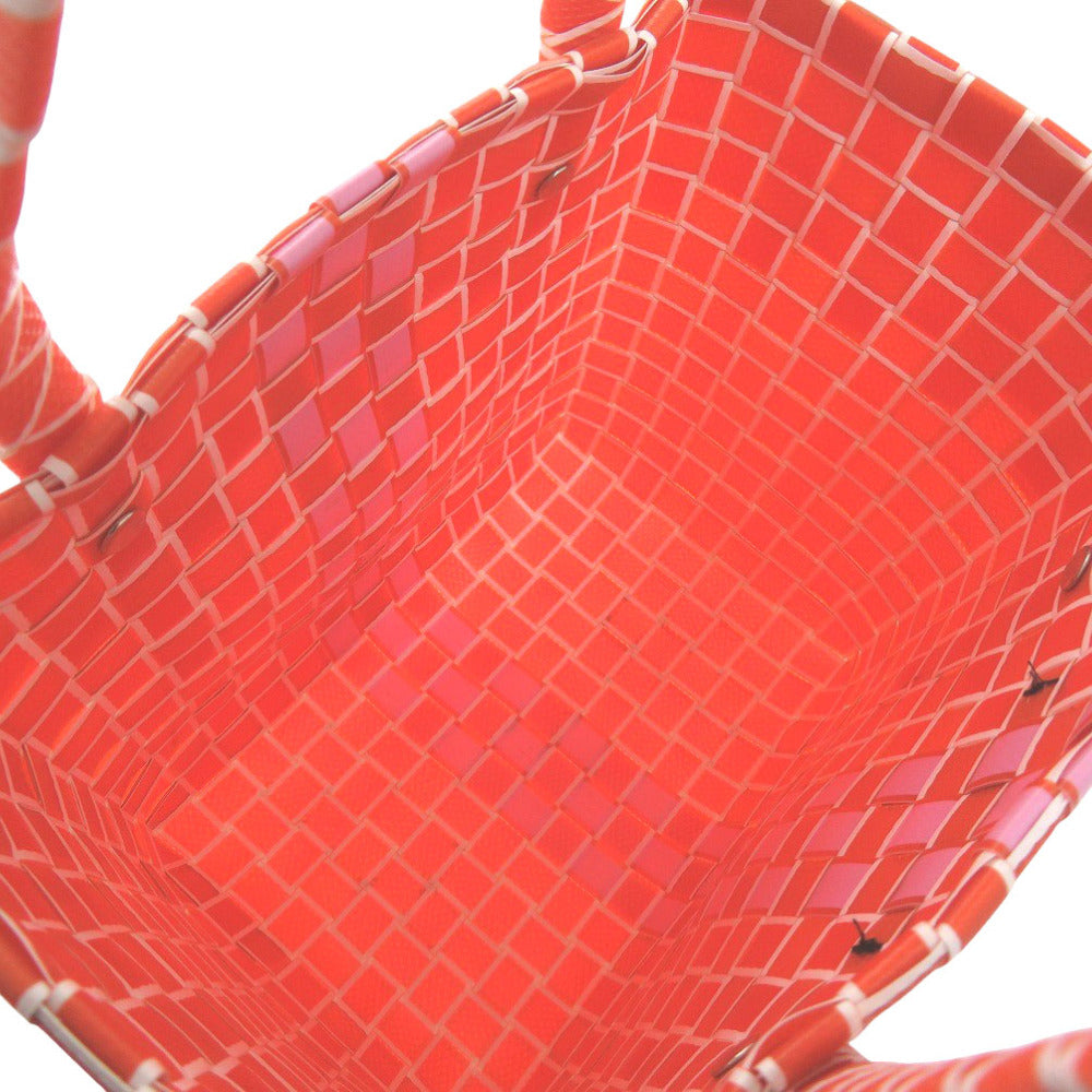 MARNI Handbag M00638 0M429 leather Orange Market Woven Women Used Authentic