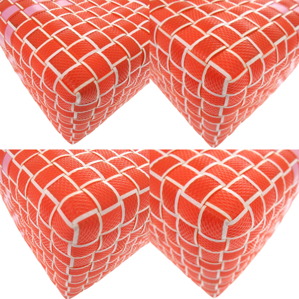 MARNI Handbag M00638 0M429 leather Orange Market Woven Women Used Authentic