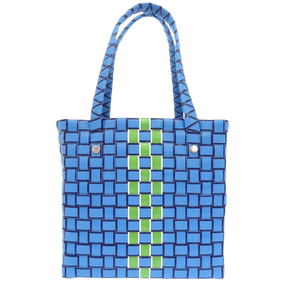 MARNI Handbag M00638 0M848 leather blue Market Woven Women Used Authentic