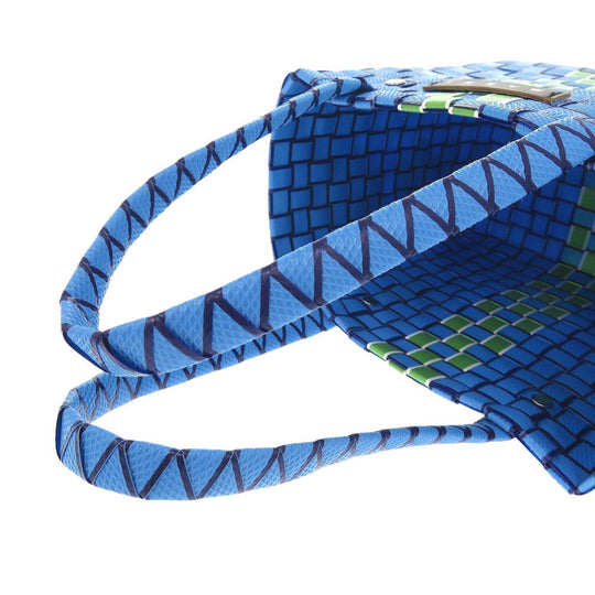 MARNI Handbag M00638 0M848 leather blue Market Woven Women Used Authentic