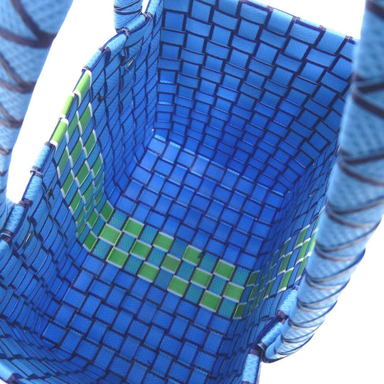 MARNI Handbag M00638 0M848 leather blue Market Woven Women Used Authentic