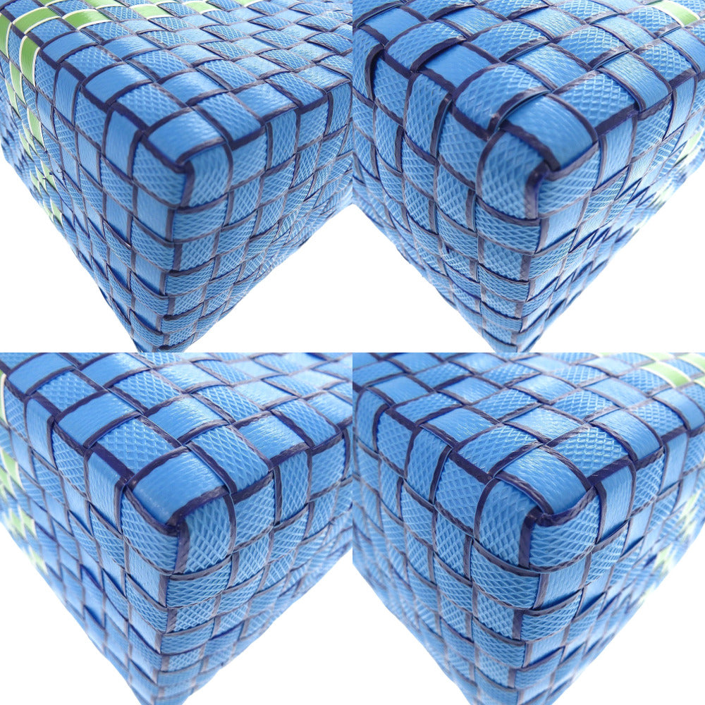 MARNI Handbag M00638 0M848 leather blue Market Woven Women Used Authentic