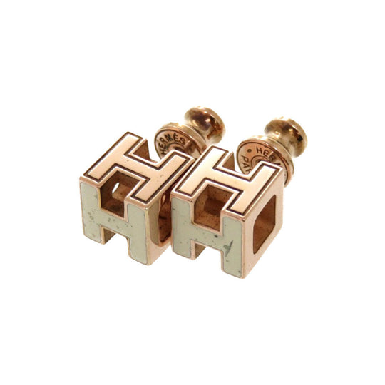 HERMES Pierce metal Ivory Cardue Ash H-cube Women Used Authentic