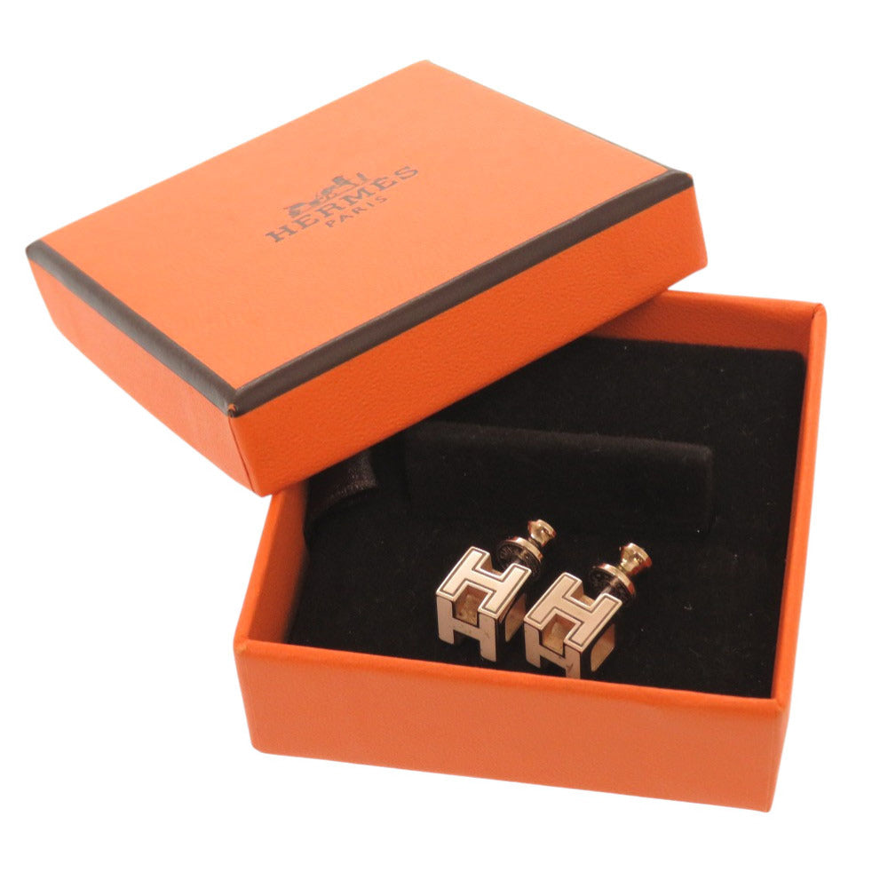 HERMES Pierce metal Ivory Cardue Ash H-cube Women Used Authentic