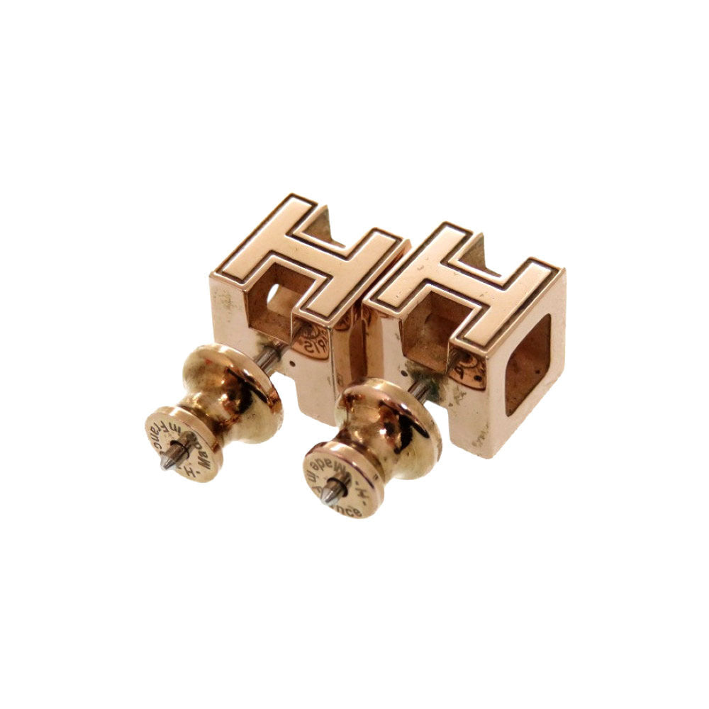 HERMES Pierce metal Ivory Cardue Ash H-cube Women Used Authentic