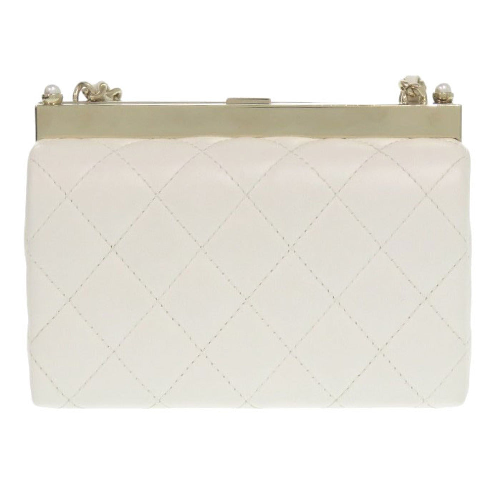 CHANEL Shoulder Bag AP3452 lambskin white ChainShoulder Bag COCO Mark Matrasse Women Used Authentic