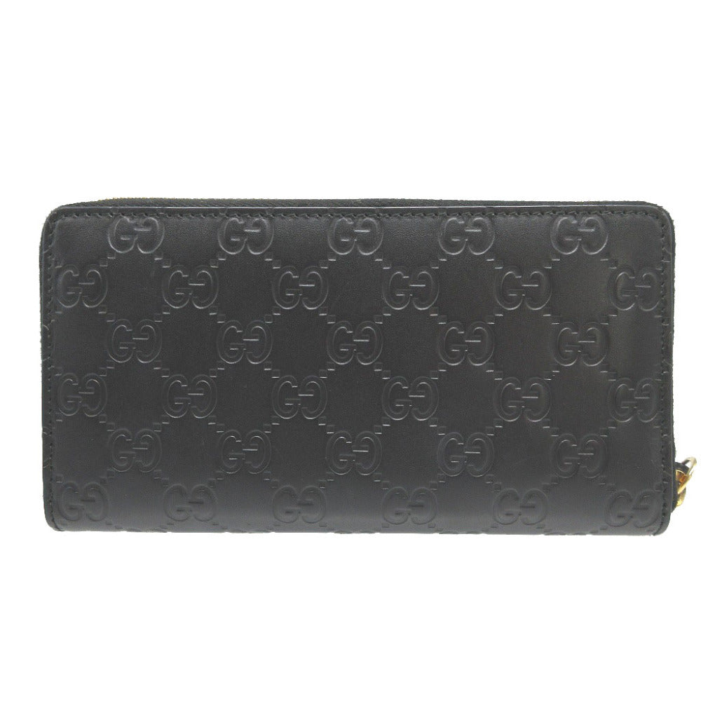 GUCCI Long Wallet Purse 410102 leather black Zip Around Guccisima unisex(Unisex) Used Authentic