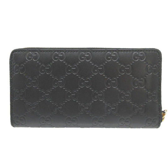 GUCCI Long Wallet Purse 410102 leather black Zip Around Guccisima unisex(Unisex) Used Authentic