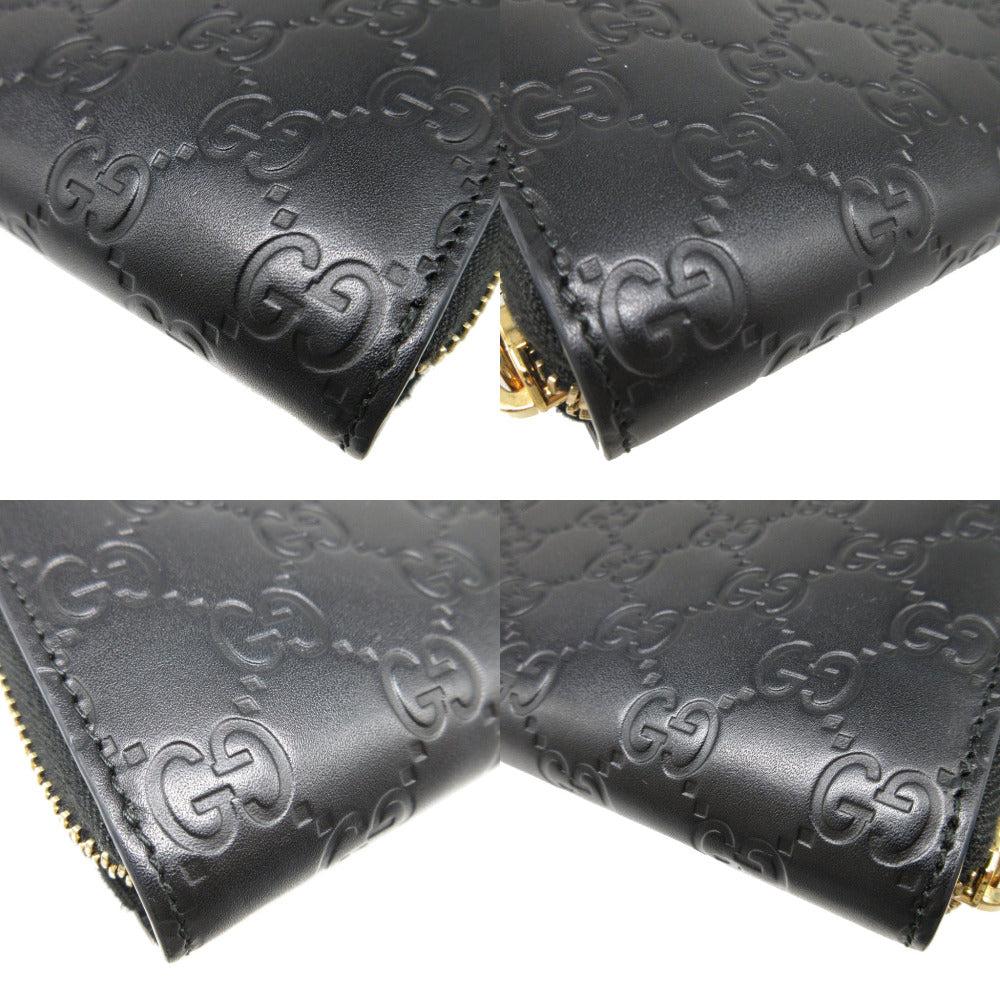 GUCCI Long Wallet Purse 410102 leather black Zip Around Guccisima unisex(Unisex) Used Authentic
