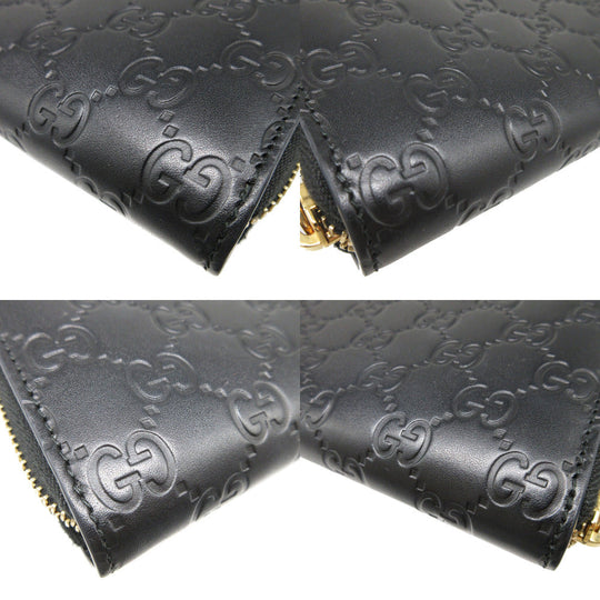 GUCCI Long Wallet Purse 410102 leather black Zip Around Guccisima unisex(Unisex) Used Authentic