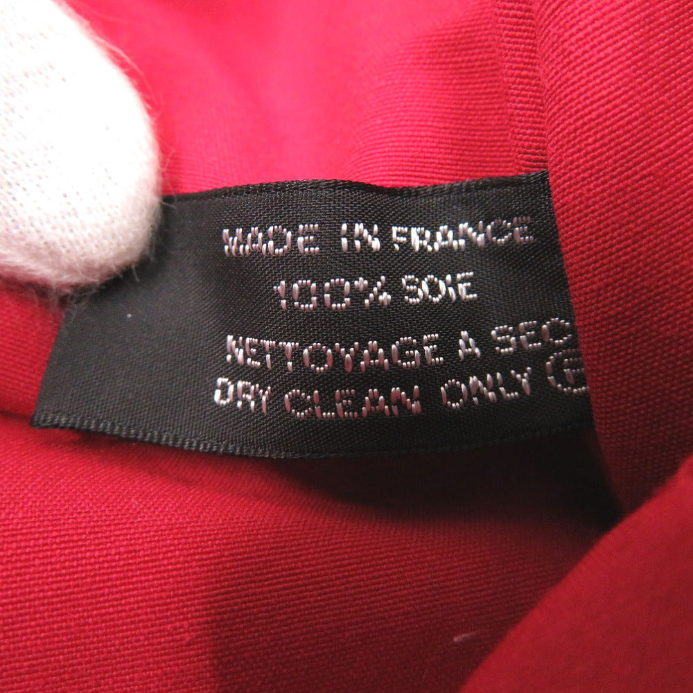 HERMES Pouch Satin Red Borid porch GM Women Used Authentic