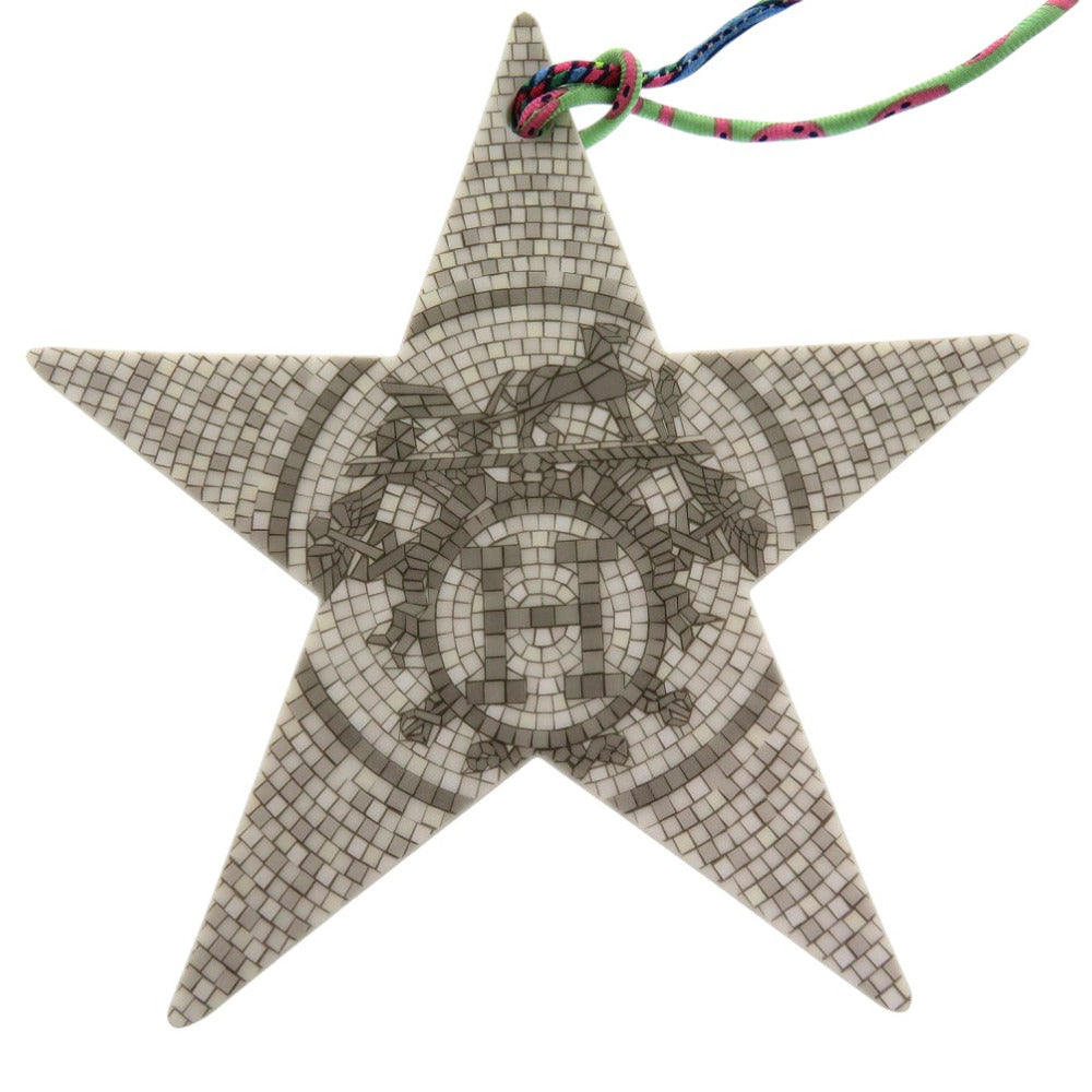 HERMES object Porcelain gray Bourde Noel Petite H X'S Christmas Mosaic Tile Pattern unisex(Unisex) Used Authentic