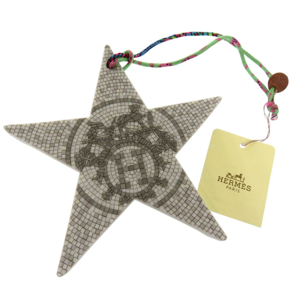 HERMES object Porcelain gray Bourde Noel Petite H X'S Christmas Mosaic Tile Pattern unisex(Unisex) Used Authentic