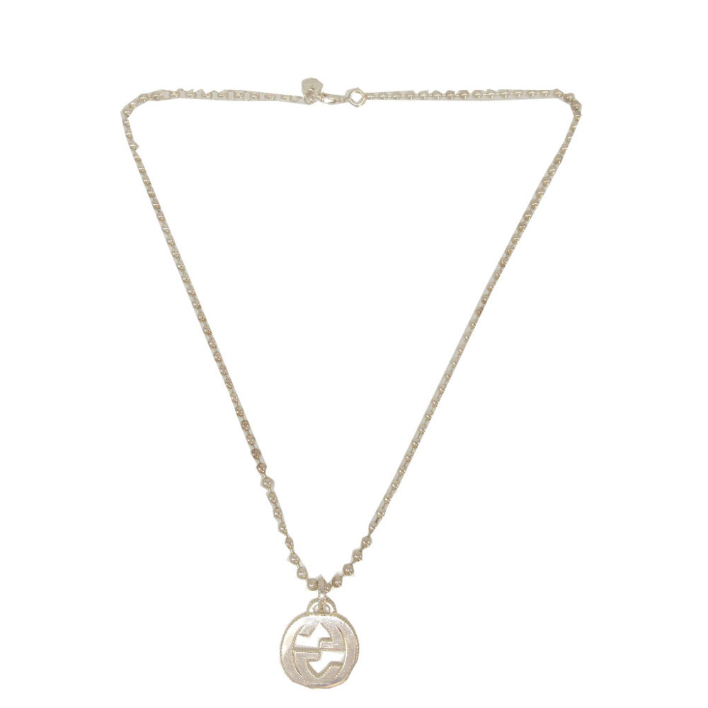 GUCCI Necklace Silver925 Silver Ball chain Interlocking G unisex(Unisex) Used Authentic