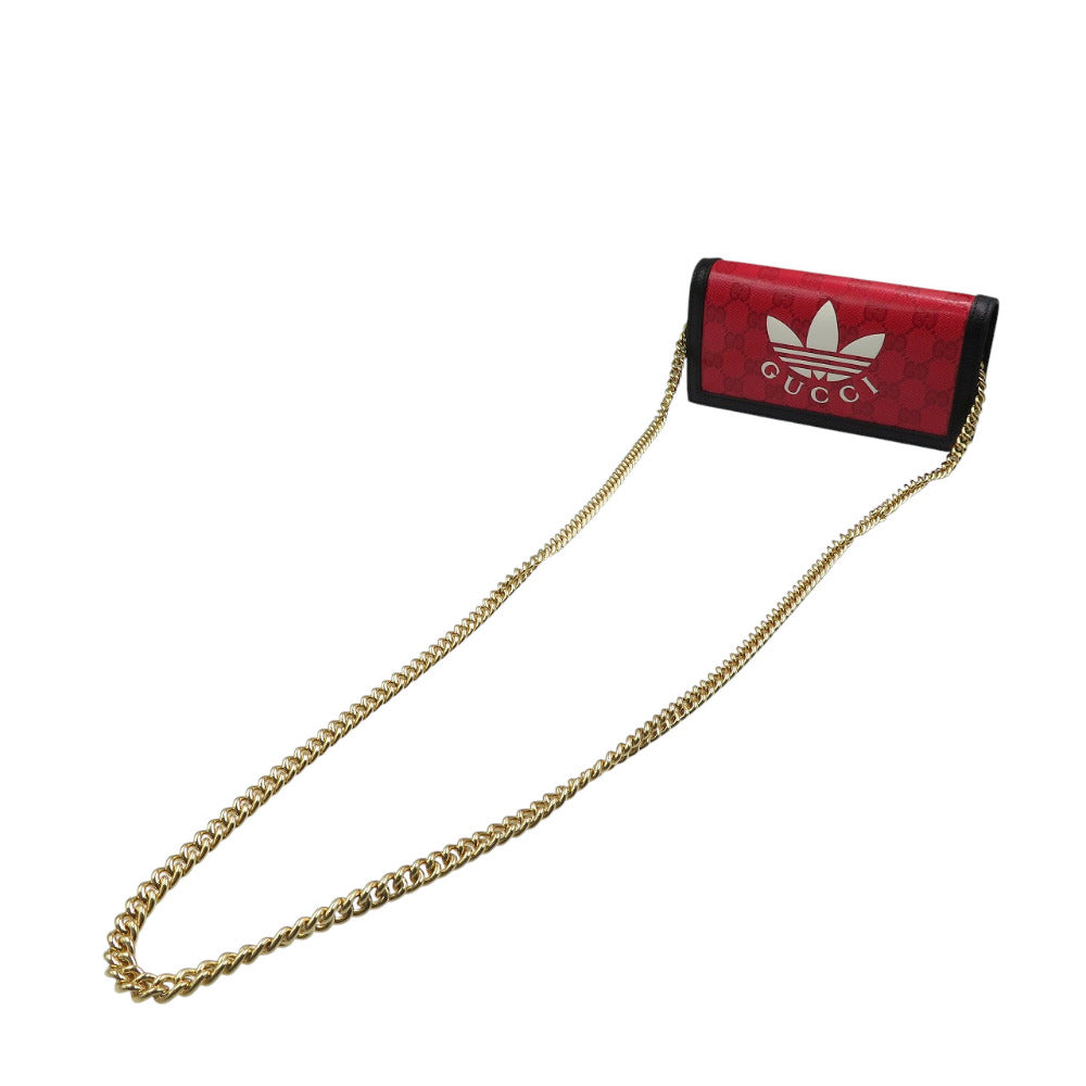 GUCCI Long Wallet Purse 621892 Crystal GG Red GUCCIxadidas Women Used Authentic