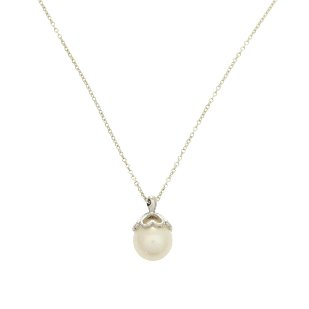 TIFFANY&Co. Necklace Silver925, pearl Silver Heart clover Women Used Authentic