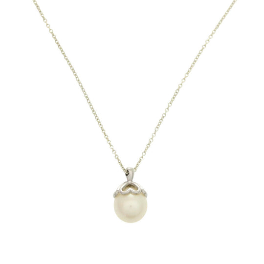 TIFFANY&Co. Necklace Silver925, pearl Silver Heart clover Women Used Authentic
