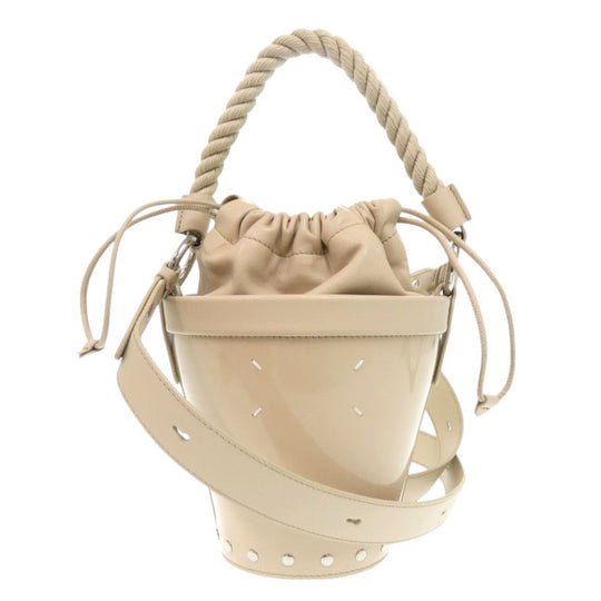 Maison Margiela Handbag SB3WG0043 Lambskin, Calfskin beige Fire Bucket Bag Small Women Used Authentic