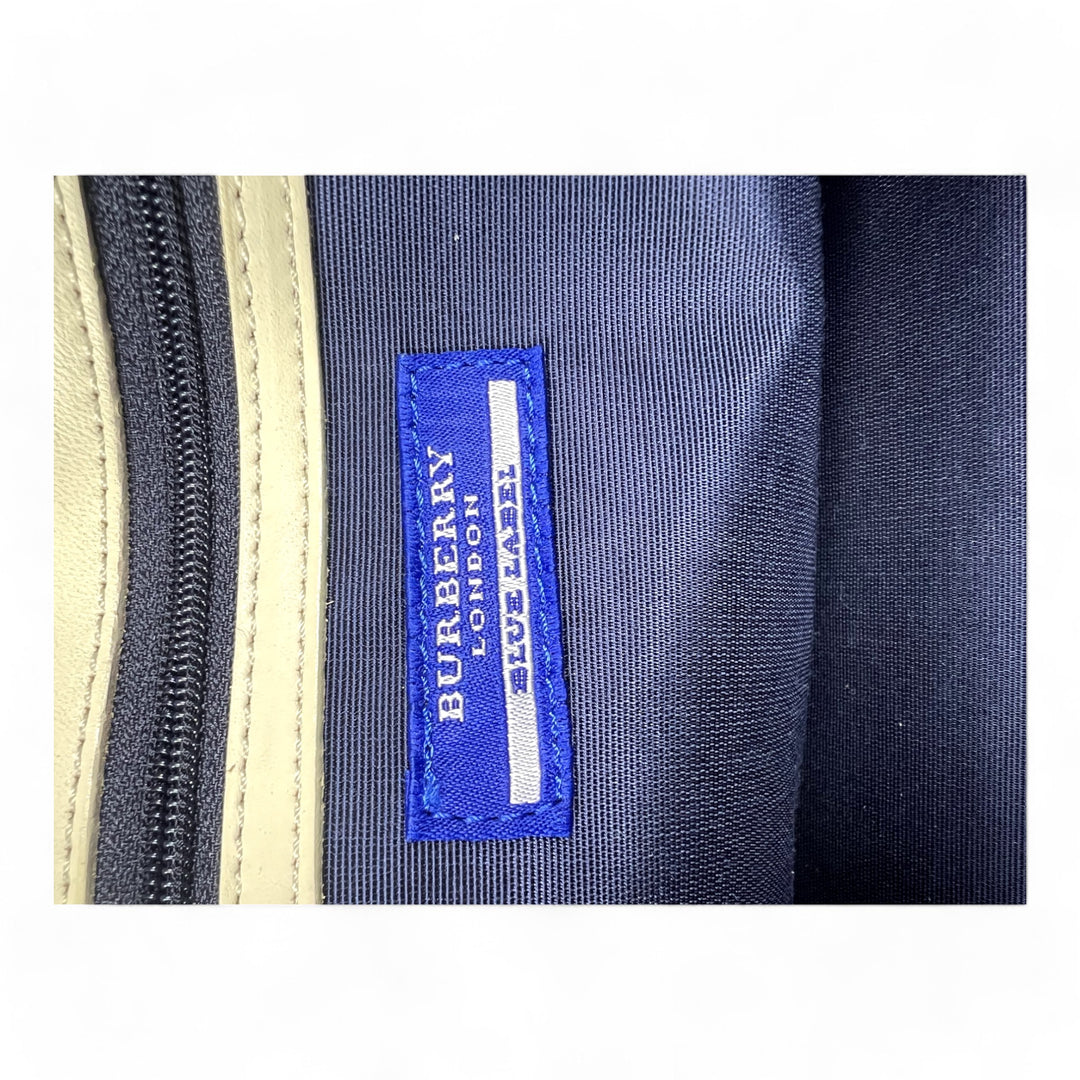 Burberry Blue Label Women's Handbag Monogram Canvas Leather Beige Blue Green Tote Bag