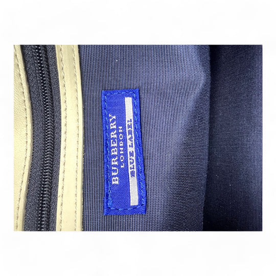 Burberry Blue Label Women's Handbag Monogram Canvas Leather Beige Blue Green Tote Bag