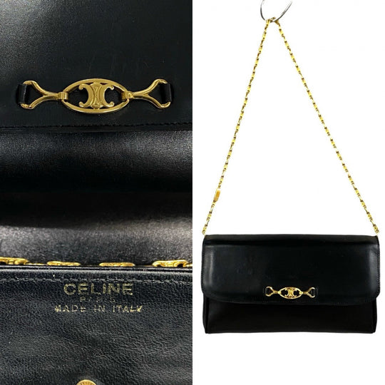 CELINE Shoulder Bag leather black