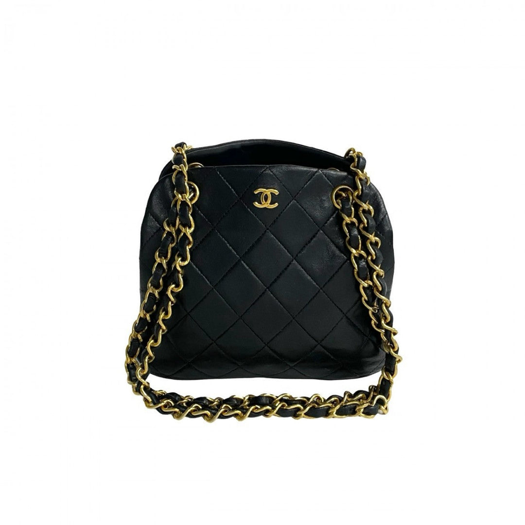 CHANEL Shoulder Bag lambskin black Matrasse