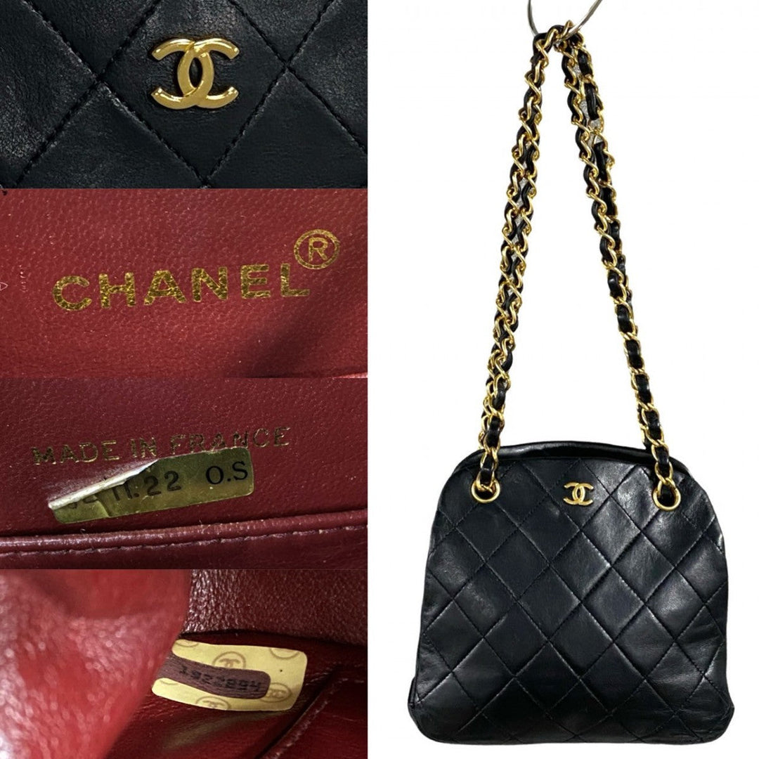 CHANEL Shoulder Bag lambskin black Matrasse