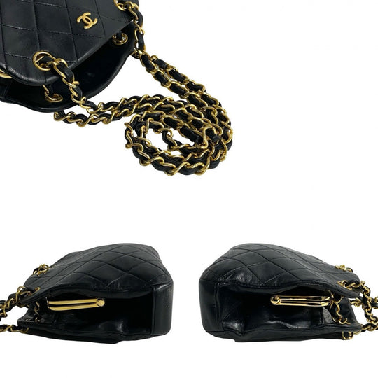 CHANEL Shoulder Bag lambskin black Matrasse