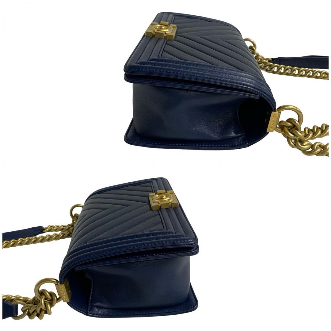 CHANEL Shoulder Bag lambskin Navy Boy chanel