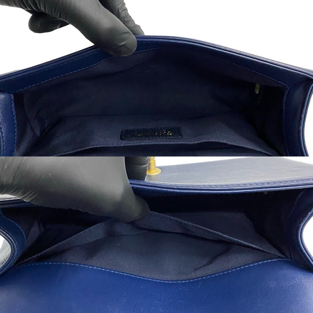 CHANEL Shoulder Bag lambskin Navy Boy chanel