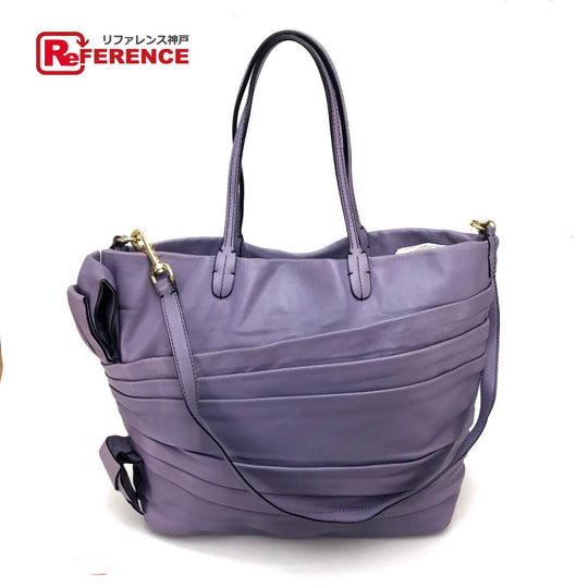 VALENTINO Shoulder Bag 5WB00342  leather Light purple Ribbon motif